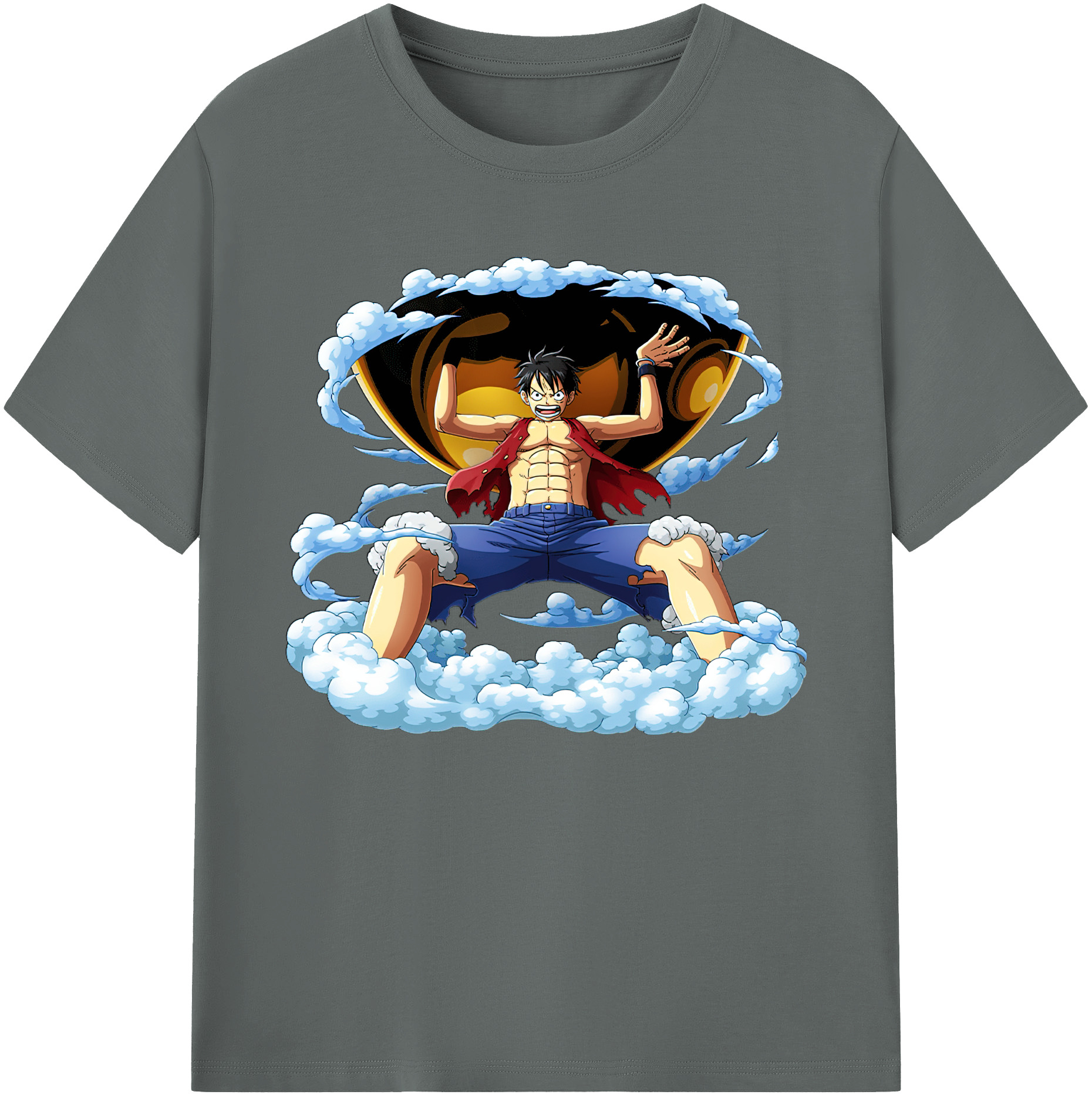 ワンピース モンキー・D・ルフィ ONE PIECE Monkey D. Luffy 綿100％ メンズ半袖Tシャツ｜肌触りやわらか＆通気性